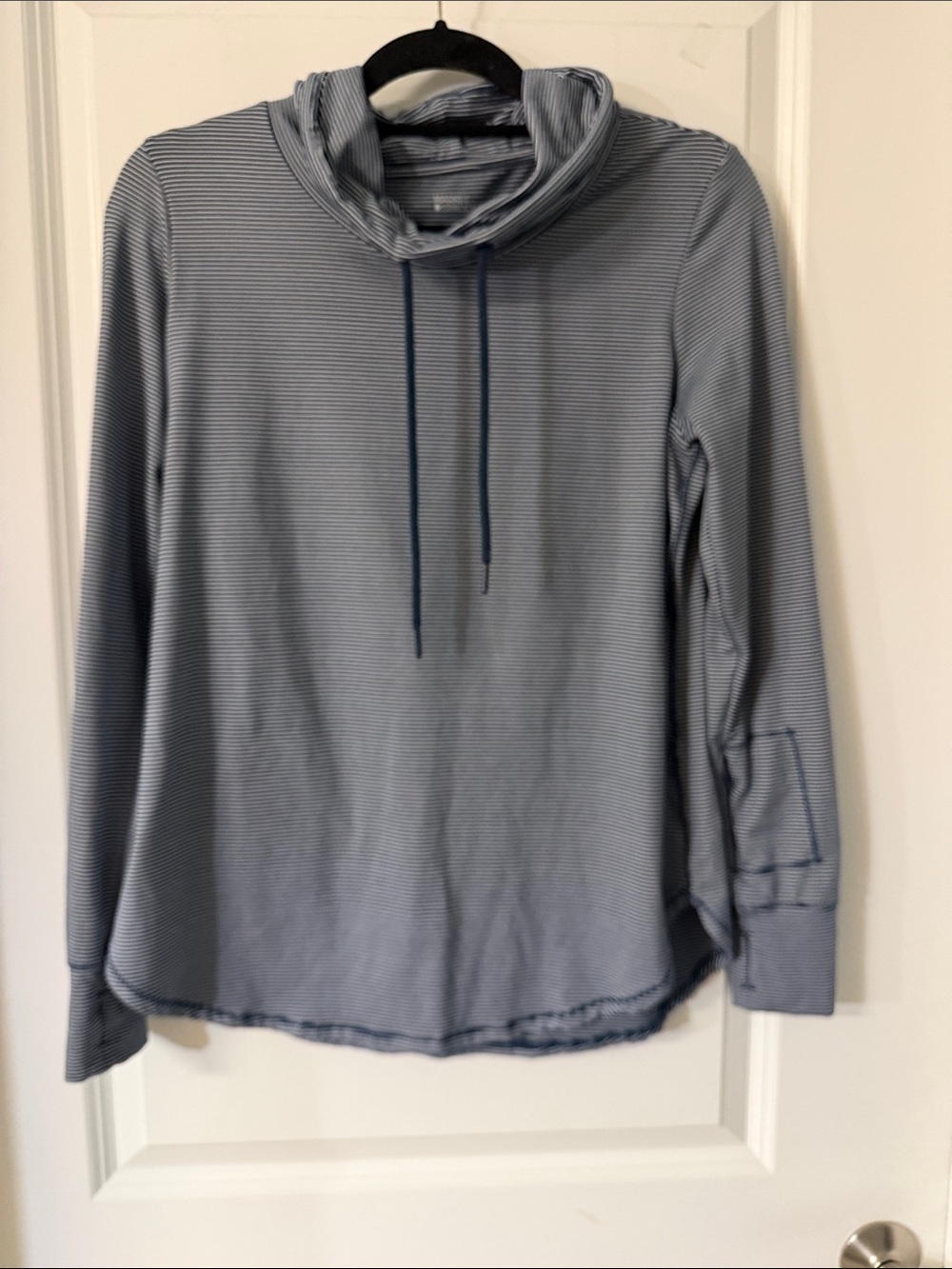 Market & Spruce Light Blue Striped Cowl Neck Hoodie